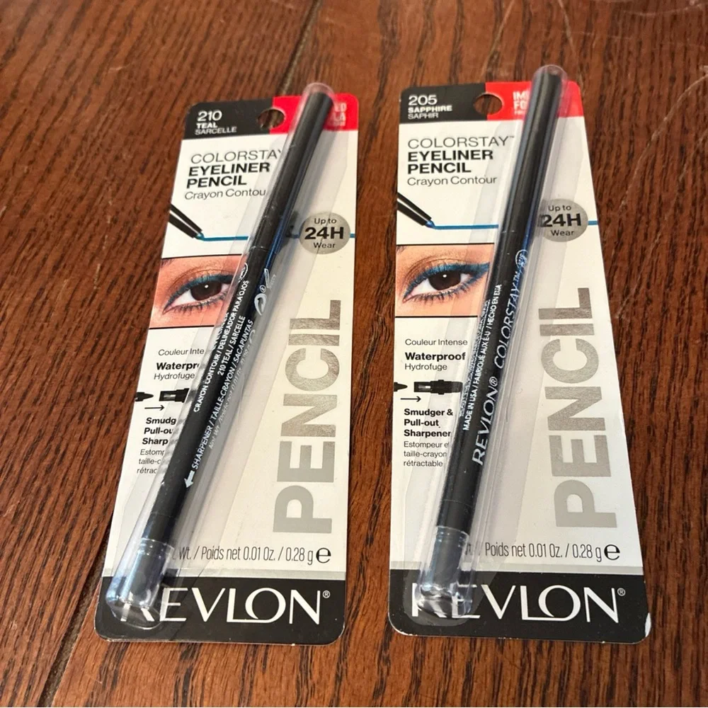 Revlon Colorstay Eyeliner Pencil 205 Sapphire, 210 Teal, Waterproof 24 Hour-2